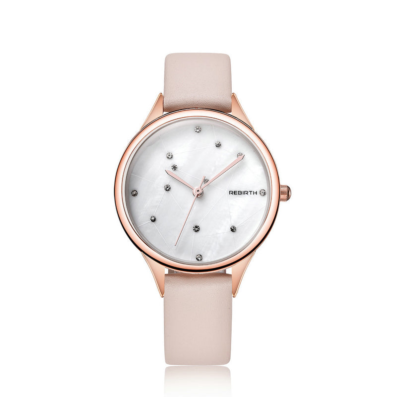 REBIRTH RE086 Starry Sky Women Wrist Watch Rose Gold Case Quartz Watch