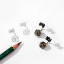 Sweet 925 Sterling Silver Earrings Full Rhinestone Bowknot Ball Stud Earrings for Women