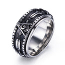 Ethnic Masonic Pattern Stainless Steel Finger Rings Vintage Rotatable Ring Fashion Jewerly For Men
