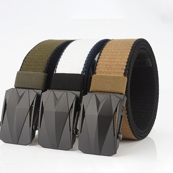 120cm AWMN BO03 Punch Free Roller Buckle Canvas Tactical Belt For Outdoor Camping Hunting Waistband