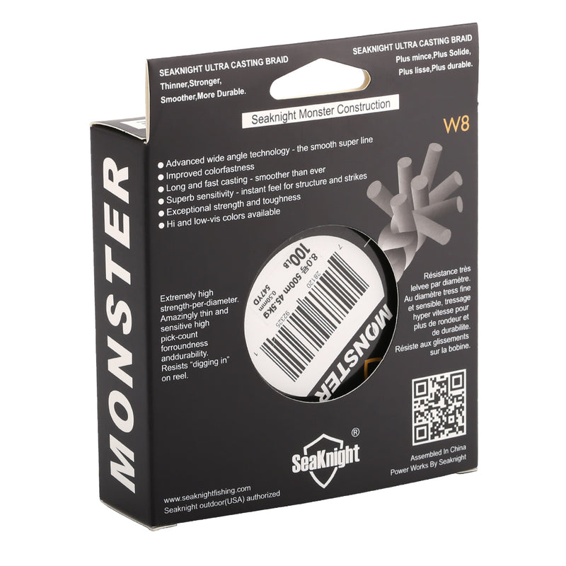 SeaKnight 500M/546YDS MONSTER W8 Braided Fishing Lines 8 Weaves Wire Smooth PE Multifilament Line