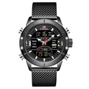 NAVIFORCE 9153 Business Style LED Dual Digital Watch Waterproof Full Steel Quartz Watch