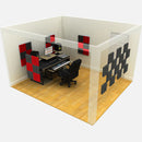 6Pcs 30x30x2.5cm Acoustic Soundproofing Sound-Absorbing Noise Foam Tiles Black & Red