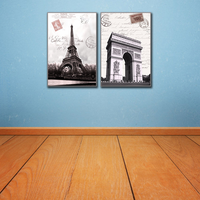 Miico Hand Painted Combination Decorative Paintings Paris Landscape Paintings Wall Art For Home Decoration