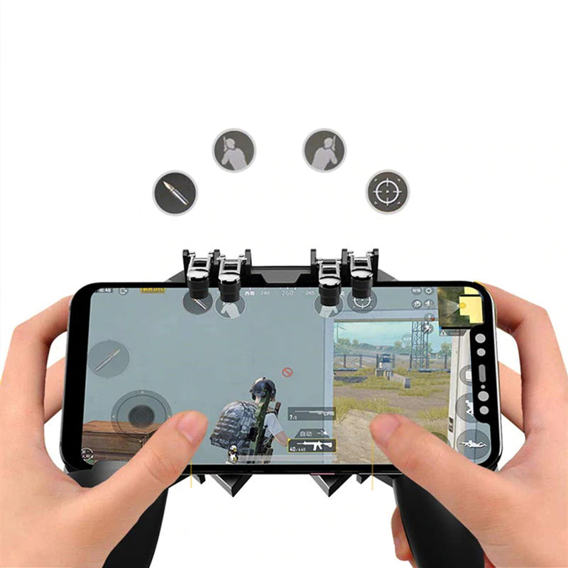 MEMO AK66 Six Finger All-in-One PUBG Mobile Game Controller Free Fire Key Button Joystick Gamepad L1 R1 PUBG Trigger for all Mobile Phone
