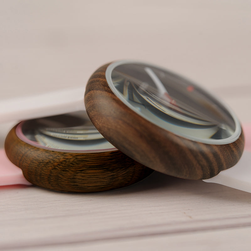 BOBO BIRD R28 Silicone Casual Style Women Wrist Watch Wooden Case Quartz Watches