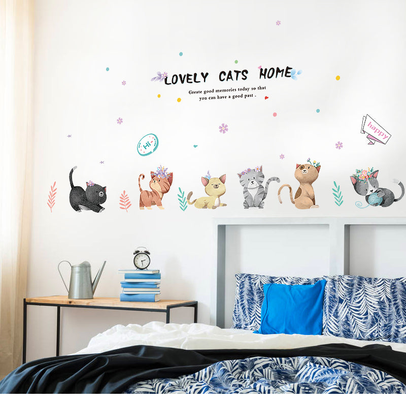 Miico SK7184 Hand-Painted Cat Wall Sticker Children's Room Kindergarten Decorative Stickers DIY Sticker