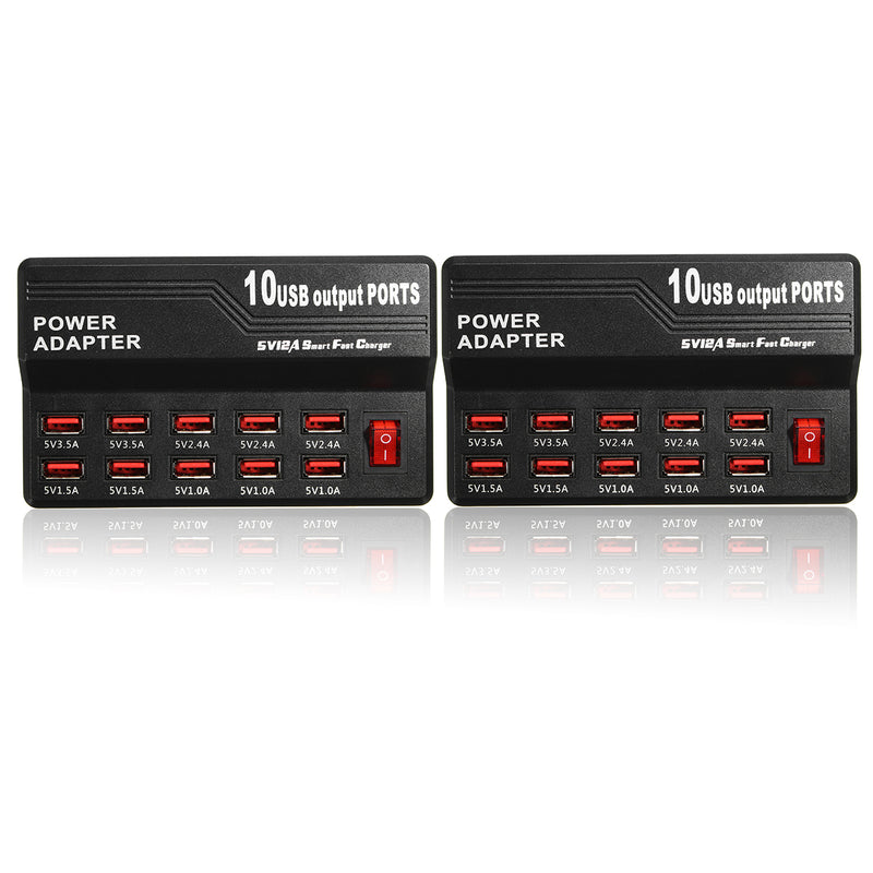 10 Port USB Charging Station Power Adapter Wall Travel Desktop Charger for Mobile Phone