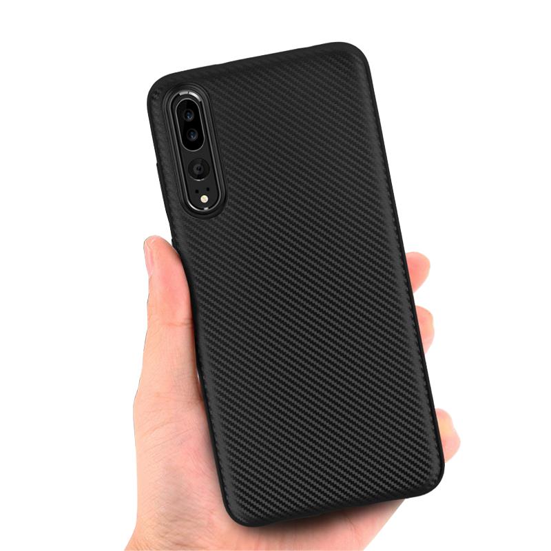 Carbon Fiber Shockproof Soft TPU Back Protective Case For Huawei P20 Pro