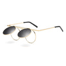 Steam Punk UV400 Sunglasses Polarized Lens Flip-ope Vintage Round