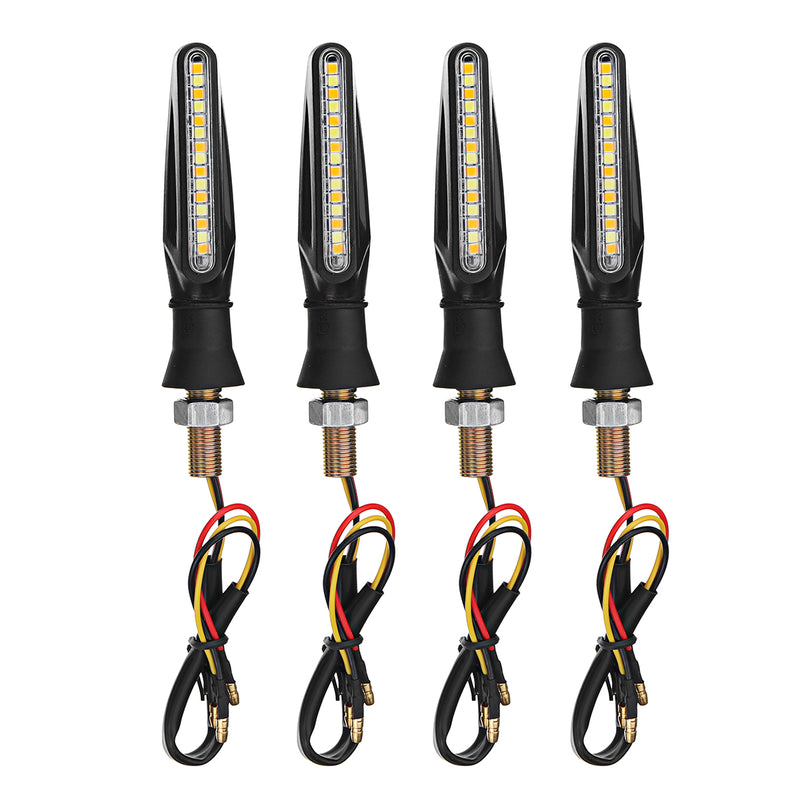 4pcs 15LED Flowing Turn Signal Lights Indicators White&Amber Blinker Motorcycle Universal