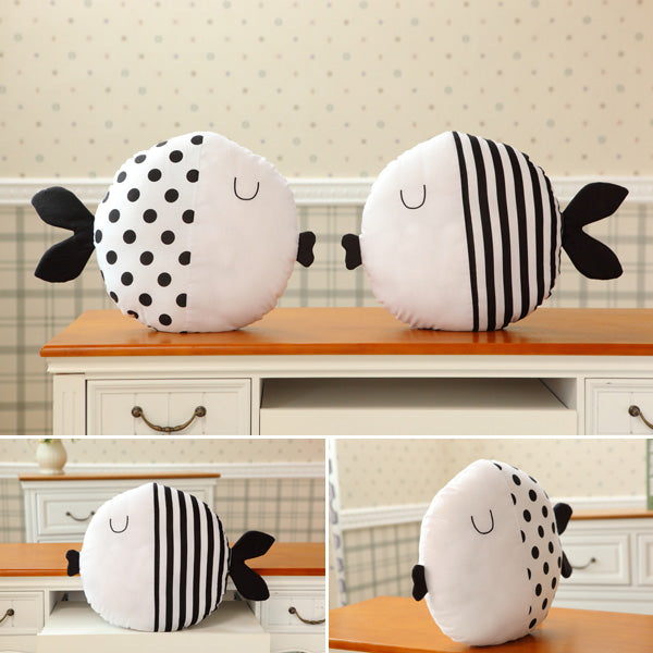 Cute Dot Stripe Kiss Fish Throw Pillow Cotton Cloth Sofa Car Bedding Cushion Home Decoration