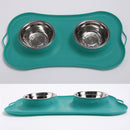 Stainless Steel Dog Cat Bowl Non Spill Silicone Mat Pet Water Food Dish Feeder