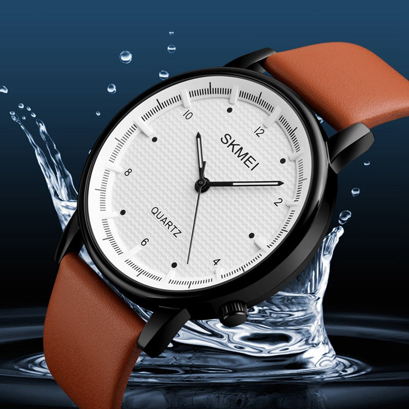 SKMEI 1210 Fashion Watch Simple Style Leather Strap Casual Unisex Quartz Analog Wrist Watch