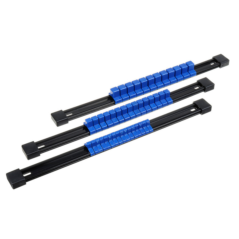 6pcs 1/4 3/8 1/2 Inch Socket Organizer Mountable Sliding Holder Rail Rack Tool Storage