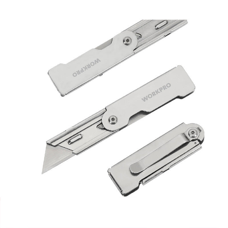 WORKPRO W011020 Mini Protable Folding Utility Kni-fe Stainless Steel Box Cutter Multi Kni-fe Tool