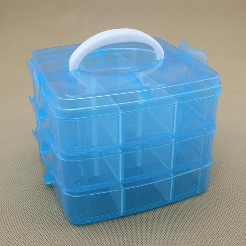 3-Layer Storage Case Detachable Plastic Cosmetic Tool Box Jewelry Holder Container 30 Grid