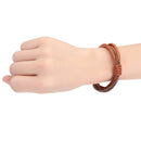4pcs Men Retro Stretch Cowhide Bracelet Row Set Woven Wristband Fashion Jewelry