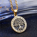 REZEX Fashion Titanium Steel Necklace Wishing Tree Pendant Tree of Life Men's Gift With Case