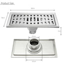 200x100mm Stainless Steel Rectangle Shower Floor Drain Removable Strainer Linear Quick Drain Grate