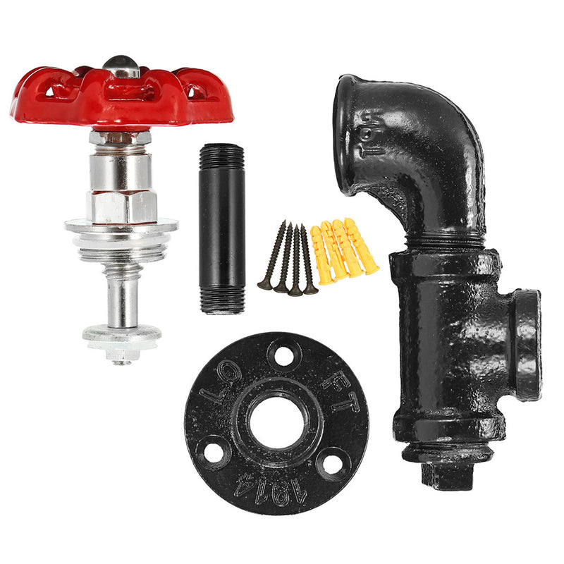 Urban Industrial Style Iron Water Pipe Effect Wooden Wall Shelf Coat Hooks Rack