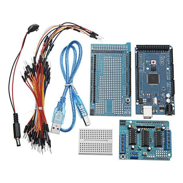 MEGA 2560 R3 Microcontroller With Prototype Board + L293D Motor Driver Shield