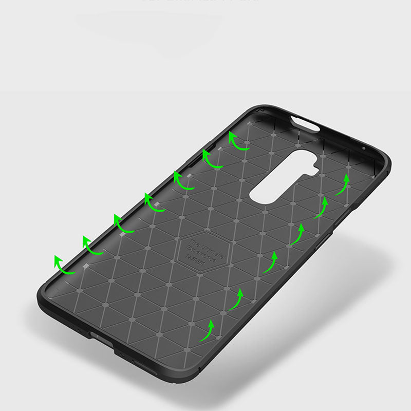 For OnePlus 7T Pro Case Bakeey Luxury Carbon Fiber Shockproof Anti-fingerprint Silicone Protective Case