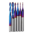 Drillpro 10pcs 3.175mm Shank Blue Coated Spiral Ball Nose End Mill 0.8-3.175mm CNC Milling Cutter