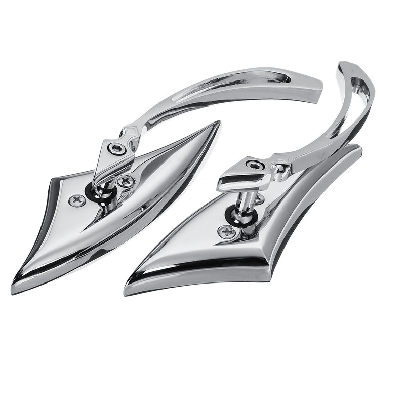 Chrome Motorcycle Rearview Mirrors Chopper Bobber Spear Blade Custom For Harley