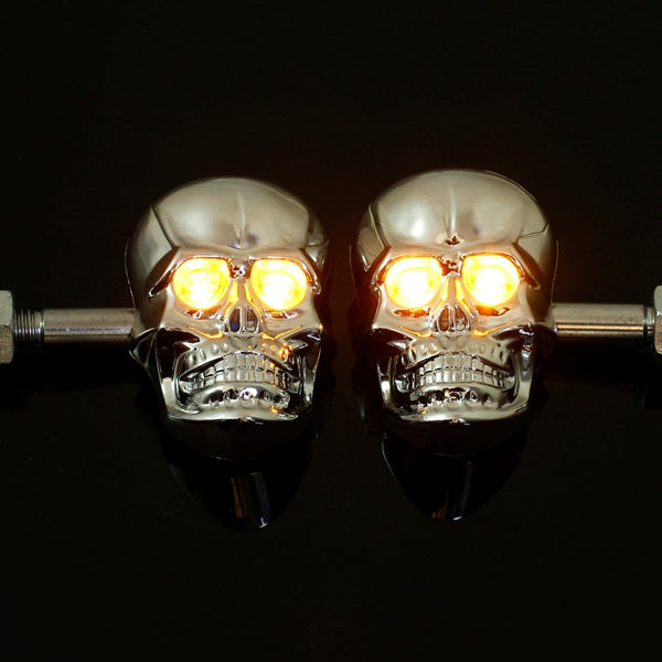 4pcs 12V 0.5W Skeleton Turn Signal Light Motorcycle Skull Head Indicator Lamp
