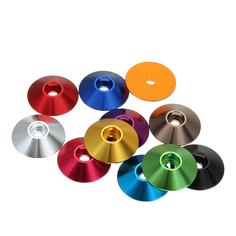 Suleve M3AN10 10Pcs M3 Cap Head Screw Cup Washer Extra Large Gasket Aluminum Alloy Multicolor
