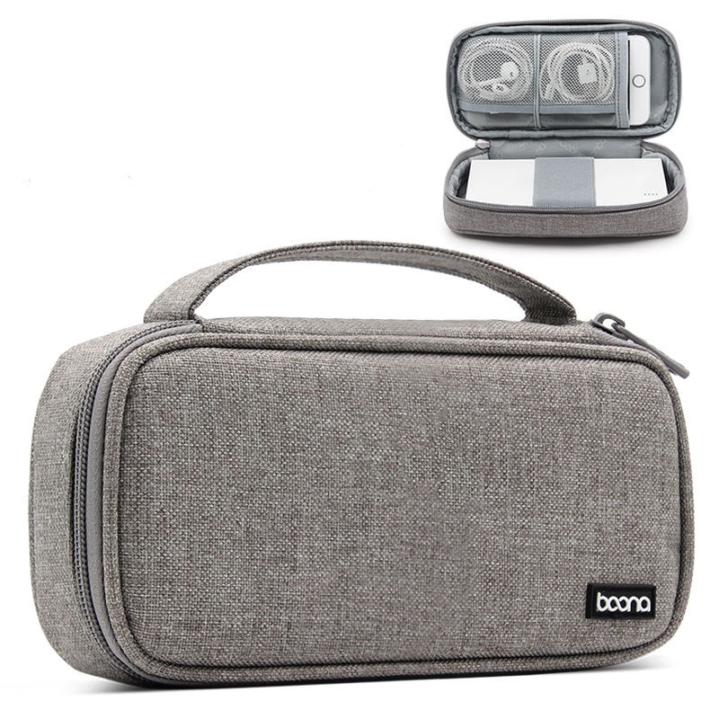 Boona 19.5cm*11cm Digital Accessories Storage Bag 20000mAh Power Bank U Disk Memory Card USB Cable Phone Organizer Travel Bag