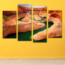 Miico Hand Painted Four Combination Decorative Paintings Canyon River Wall Art For Home Decoration