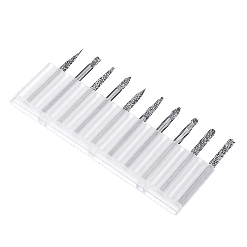 10pcs 3mm Double Lines Tungsten Carbide Burr Rotary File Drill Bits Milling Cutter Set