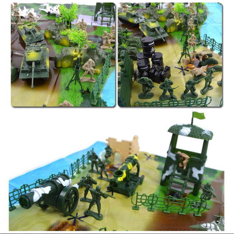 90pcs DIY Military Model Playset Plastic Toys Soldier Army Men Figures & Accessories