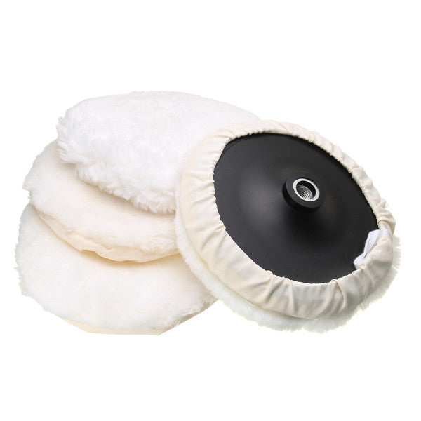 5pcs 7 Inch Polished Soft Wool Bonnet with Attachment Wheel Pad Polishing Tool
