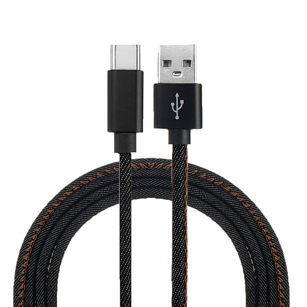 2M 2.4A Type C Fast Charging Denim Braided Data Cable For Smartphone Tablet