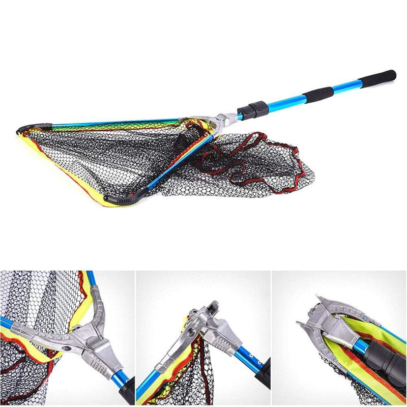 LEO 50x50x60cm Aluminum Alloy Folding Fly Triangle Brail Fishing Net Telescopic Portable Fish Trap