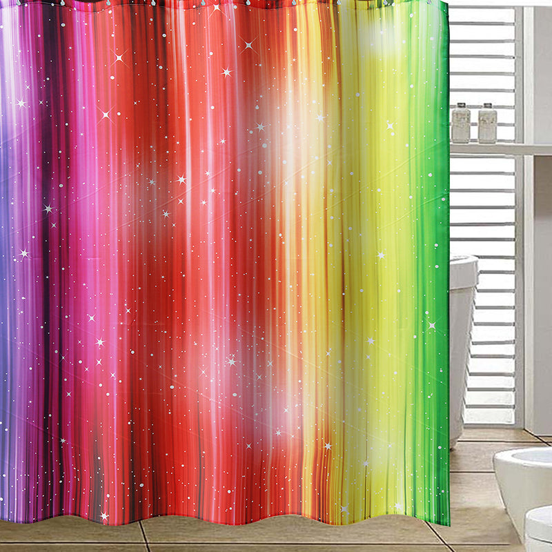 79''x71'' Rainbow Colorful Pattern Waterproof Polyester Shower Curtains with 12 Hooks