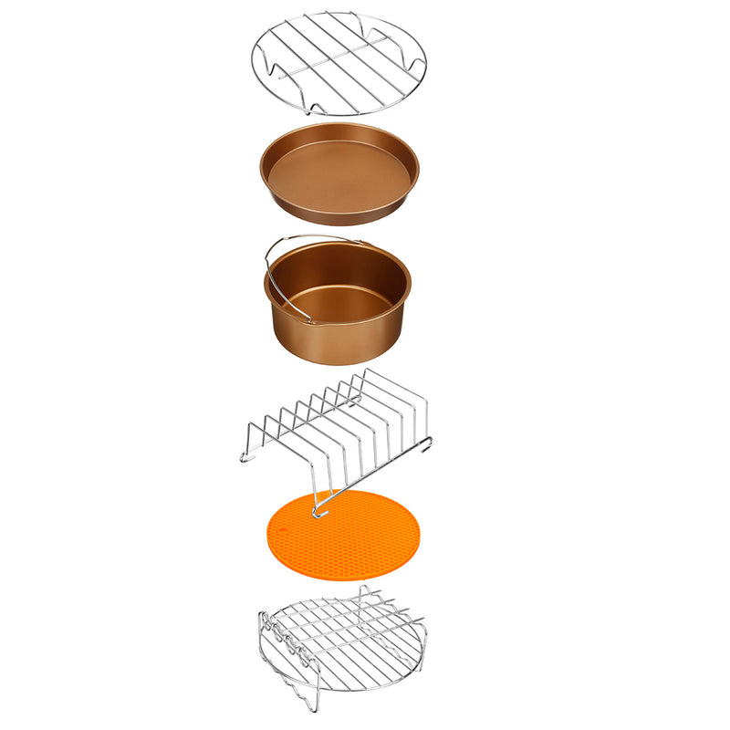 12Pcs Set 7''/8'' Non-stick Air Fryer Accessories Gold Set Baking Cooking Barrel