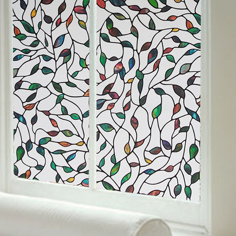 46x100cm Window Film Sticker Leaf Stained Glass Static DIY Home Decorations