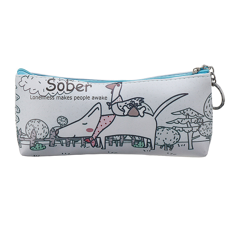 Dog Paradise Pencil Bag PU Storage Box Cartoon Cute Pen Case Big Capacity Office School Supplies Stationery Gift for Students Kids