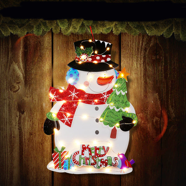 Battery Operated LED Glowing Snowman Christmas Party Hanging Ornaments Festival Holiday Light