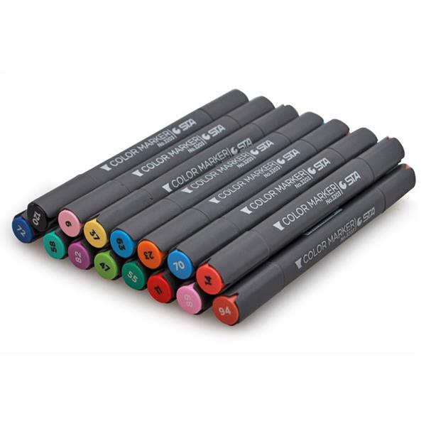 STA 3203 Marker Black Rod White Rod Gel Pen Standard Set 12 24 36 48 60 Box Hand-painted Design