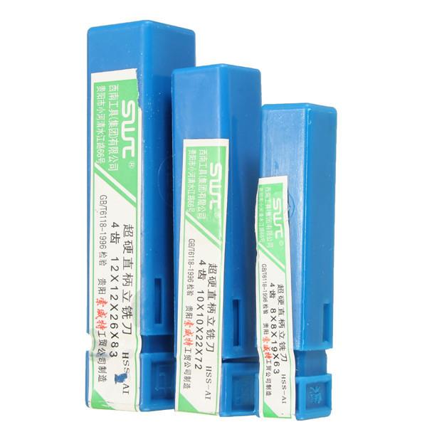 3pcs HSS Straight Shank End Mill Cutter 4 Flute End Mill Cutter 8/10/12mm CNC Tool