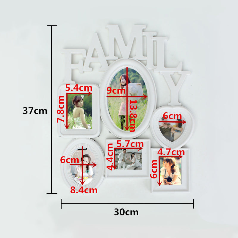 Family Picture Frames Photo Frame Wall Hanging Picture Holder Display Home Decor White Plastic