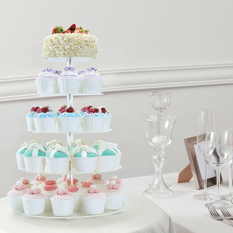 5 Tier Acrylic Cupcake Cake Stand Party Wedding Birthday Cake Tower Display Holder Decorations