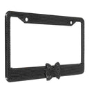 Black Diamond Bling Glitter License Plate Crystal Rhinestone Metal Frame US Car