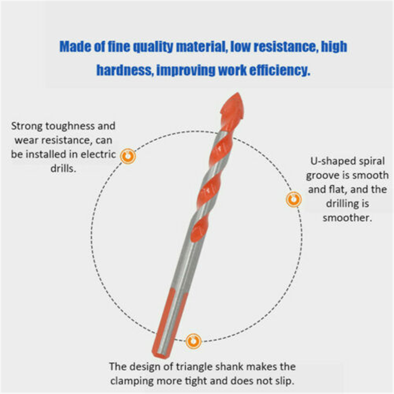 5Pcs 6/8/10/12mm Triangular-overlord Handle Multifunctional Auger Drill Bits For Tile Glass Wall Wood