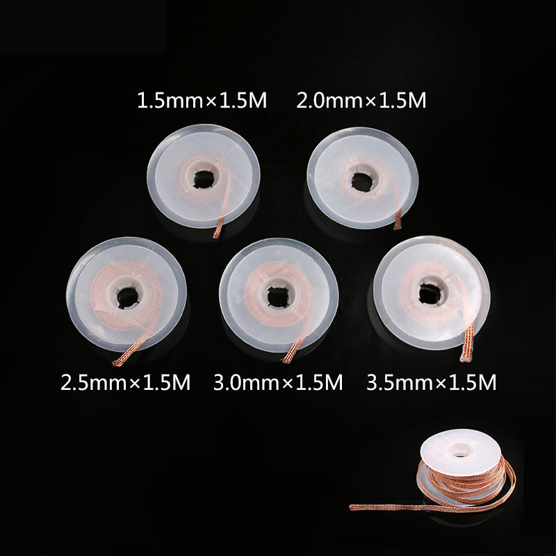 1.5mm 2mm 2.5mm 3mm 3.5mm Width 1.5M Length Desoldering Braid Welding Solder Remover Wick Wire Lead Cord Flux BGA Repair Tool